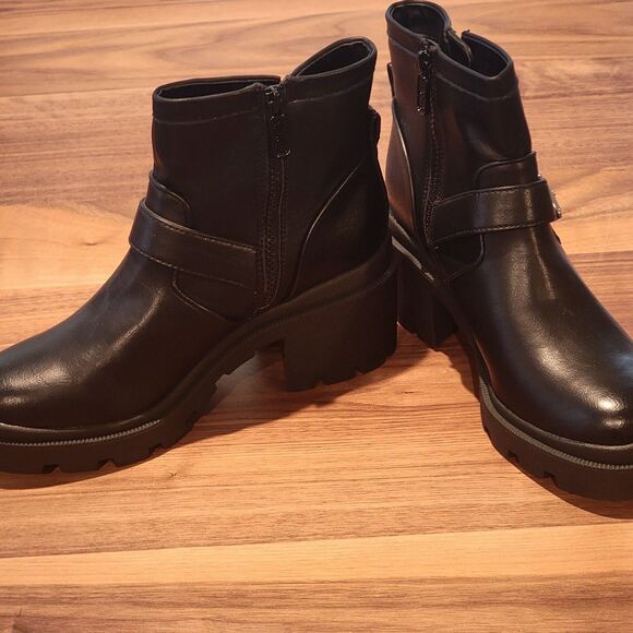 Circus By Sam Edelman Buckle Boots Womens Size 10M iSnead Ankle Combat Black Zip - Picture 3 of 8